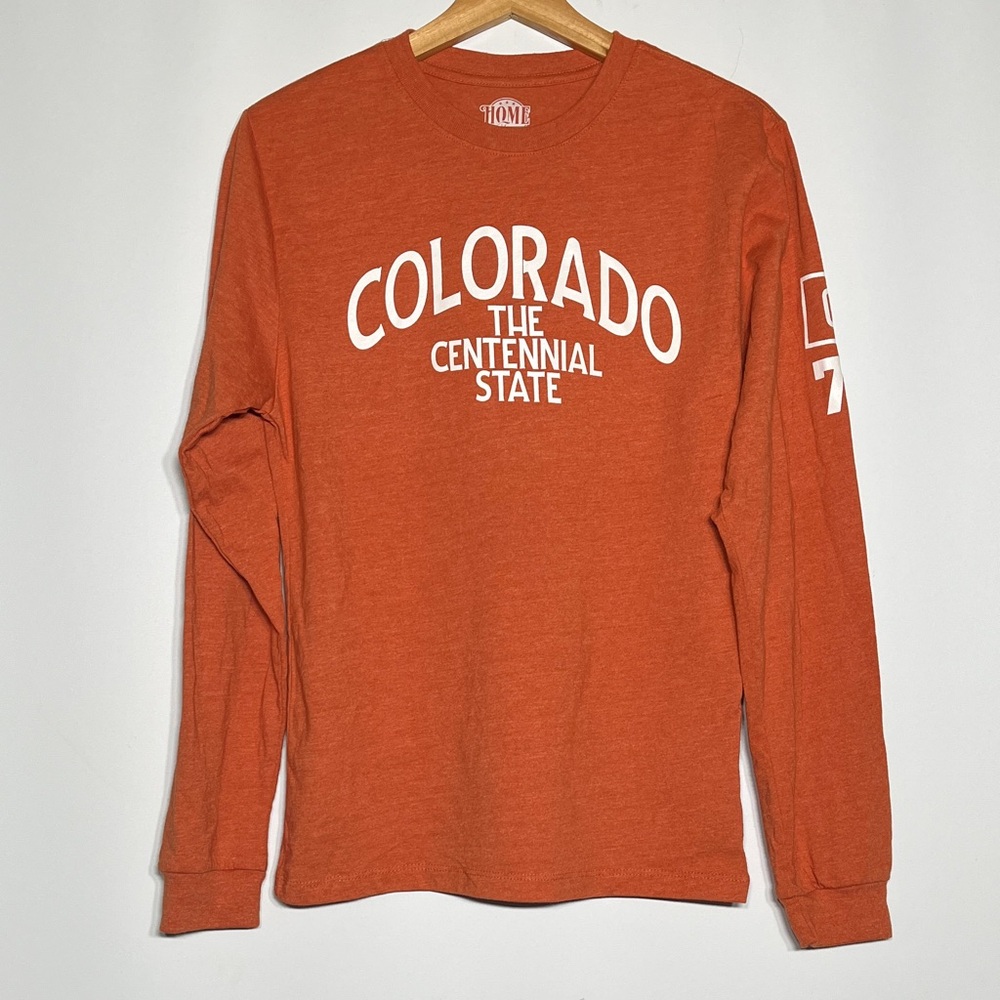 NWOT Orange Long Sleeve Shirt with Colorado Print
